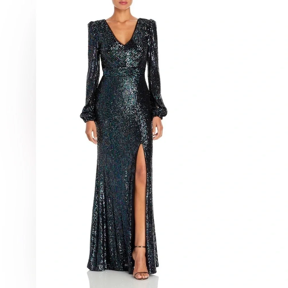 Xscape Womens Purple Long Sleeve V Neck Full-Length Sheath Formal Dress Size: 6 Xscape Womens Purple Long Sleeve V Neck Full-Length Sheath Formal Dress Size: 6